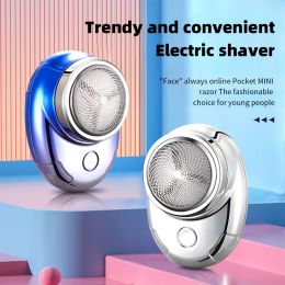 Shavers 2024 New Mini Electric Shaver For Men Pocket Size Washable Rechargeable Portable Cordless Trimmer Knive Face Beard Razor Trimmer