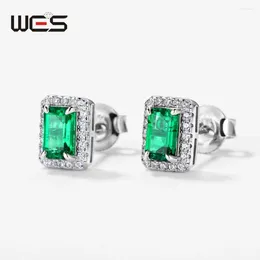 Stud Earrings WES 925 Sterling Silver For Women Growing Emerald Green Gemstone Party Wedding Engagement Gift Fine Jewelry