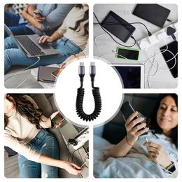 Spiral Stretchable USB C Data Cable Fast Charging Cord Scalable Spring Coiled Charge Wire USB C Data Cable for Type C Devices
