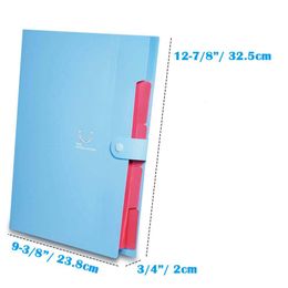 6Pcs Extended File Folders With 5 Pocket Storage Pockets A4 Size For School Teachers And Office Use