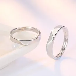 Cluster Rings PANJBJ 925 Sterling Silver Couple Wedding Wave Opening For Men Women Valentine's Day Present