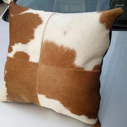 Pillow 50x50cm Top Quality Brown White Natural Cowhide Skin Pillowcase Leather Cushion Case Customise