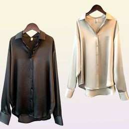 Spring 2021 Womens Clothing Silk Shirts Vintage Blouses Sheer Top Long sleeve Dress Shirt Plus Size Woman Overshirt1297363