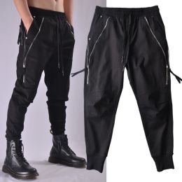 Pants 2022 new casual and versatile pants Personalised zipper small foot Harlan pants men's slim fitting and legged overalls trend