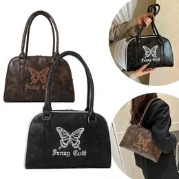 Shoulder Bags Women Zipper Bag Waterproof Top Handle Embroidered Butterfly Retro Tote Satchel Hobo Girl Stylish Purse