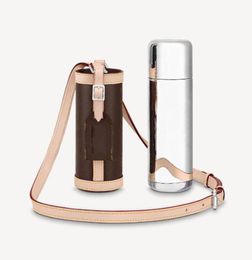 304 Stainless Steel Water Bottles FLASK HOLDER Tumblers Thermos Coffee Cups With Vintage Brown Flowers Leather Case TUMBLER90018859594