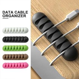 7 Holes USB Cable Organiser Cable Clamp Wire Winder Headphone Earphone Holder Cord Silicone Clip Phone Line Desktop Management
