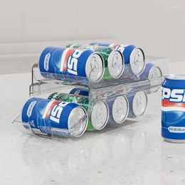 Kitchen Storage Refrigerator Can Beverage Rack Double Foldable Beer Cola Holder Box Artefact Auto Rolling Dispenser Organiser