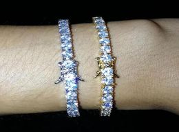 4mm 7inch 8inch mens iced out cubic zirconia bracelet Bling 1 row tennis bracelet hiphop Jewellery Shine Triple Lock Clasp Bracelets2602735