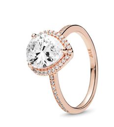 18K Rose gold Tear drop CZ Diamond RING with Original Box fit 925 Silver Wedding Rings Set Engagement for Women Jewelry1925736