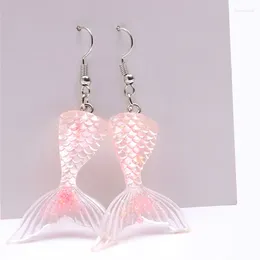 Dangle Earrings Acrylic Fairy Grunge Scale Fish Tail Pendant For Women Fashion Originality Mermaid Colored Fishtail Hanging