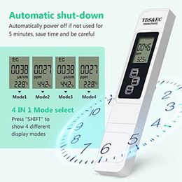 Digital PH Meter, PH And TDS Meter Combo,PH TDS EC & Temperature 4In1 Water Quality Tester,High Accuracy PH Water Tester