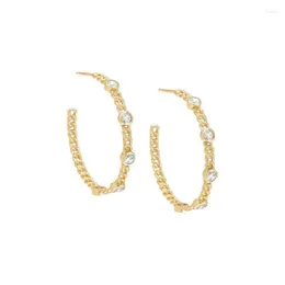 Hoop Earrings Simple Classic Women Jewellery Gold Colour Geometric Round Dots CZ Circle Earring