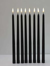 8 Pieces Black Flameless Flickering Light Battery Operated LED Christmas Votive Candles28 cm Long Fake Candlesticks For Wedding H7640062