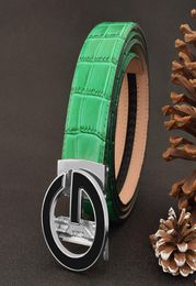 High Quality g Letter Automatic Buckle Men039s Leather Fashion White Student Casual Cowhide Belt Luxury Brand Green5444424