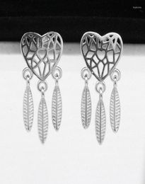 Stud Earrings 925 Sterling Silver Spiritual Feather For Women Girls Dream Catcher Love Heart Female Fine Jewelry6762397