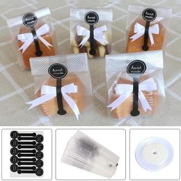 Gift Wrap 1Set Cookie Bags For Packaging Translucent Plastic Cellophane Pastry Party Wrapping Goods With Stickers And Ribbon