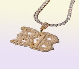 Custom Name Baguette Initial Letter Pendant Necklace Hip Hop Punk Cubic Zirconia Chain Jewellery For Gift17243717801385