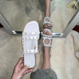 Slippers Summer Female Flip-flops Fashion Wear Ins Women's Shoes Pearl Flat Sandals Net Red Beach