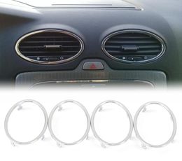 4PCS For Ford Focus 2 20052013 air conditioning ABS chrome trim outlet decoration circle ring auto accessories5959783