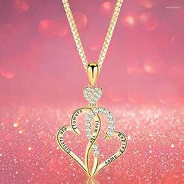 Pendant Necklaces Huitan Chic Heart To Design Necklace For Women Anniversary Birthday Friends Gift Modern Fashion Gold Colour Jewellery