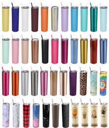 20oz Stainless Steel Double Wall Vacuum Insulated Skinny Straight Tumblers Slim Cup Thermal Bottles Tall Coffee Mugs with Lid and 3629208