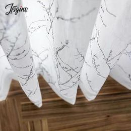 Curtain Linen Look Tulle Voile Curtains For Living Room Luxury Pattern Sheer Balcony Ventanas Cortinas Door Divider Decor