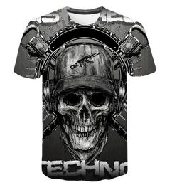 Skull T shirt Men Skeleton Tshirt Punk Rock Tshirt Gun T shirts 3d Print Tshirt Vintage Men Clothing Summer tops Plus Size 6XL9169826