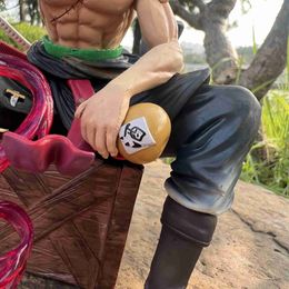 Action Toy Figures 15cm One Piece Anime Figures Roronoa Zoro Double Head Interchangeable Figurine Sitting Posture Pvc Collectible Model Toy Gifts