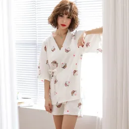 Home Clothing KISBINI Summer Pyjamas Set For Women Cotton Female Sleepwear Homewear Japanese Style Print Short Sleeve Pyjamas