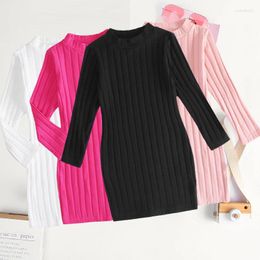 Girl Dresses Girls Kids Knit Sweater Dress Solid Tight Princess 2024 Autumn Teenagers Clothes Year Christmas 4 5 6 7 Years