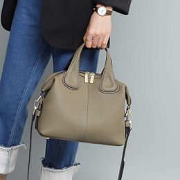 Bag Viney 2024 Crossbody Fashionable Large Capacity Advanced and Western Style Handheld One Shoulder Genuine Leather Womens