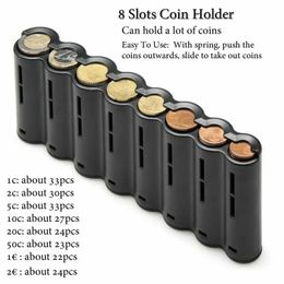 8 Slots Euro Coin Dispenser Multi Pocket Driver Coin Holder Sorter Collector Fanny Pack Cash Receipt Waiter's Purse Waist Wallet