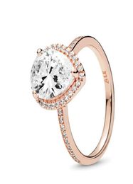 18K Rose gold Tear drop CZ Diamond RING with Original Box fit 925 Silver Wedding Rings Set Engagement for Women Jewelry5529643