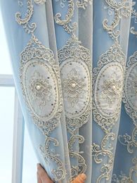 Curtain Light Luxury European Style Embroidered Pearl Gauze Integrated Double-layer Bedroom And Living Room Curtains