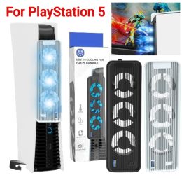 Fans For PS5 Console External Host Cooling Fan with LED Light Cooling System Quiet Cooler Fan for Playstation 5 Disc&Digital Edition