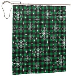 Shower Curtains Christmas Black Green Plaid Curtain For Bathroon Personalized Funny Bath Set With Iron Hooks Home Decor 60x72in