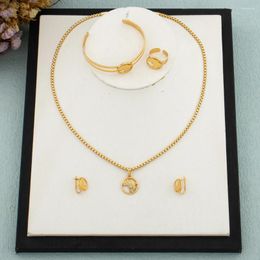 Necklace Earrings Set African Fashion Children Jewelry For Girls Gold Color Small Cute Necklac Bracelet Ring High Quality Gift