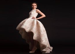 Krikor Jabotian Evening Gowns Hilo Ruffles Prom Dresses Crew Neckline Organza Flower Appliques Formal Dress Ball Gown Shape7024788