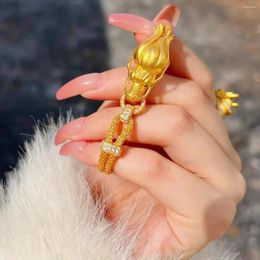 Charm Bracelets Golden Dragon Head Design Women's Bracelet Hip Hop Hegemonic Luxury Handsome Fashion Hollow Out