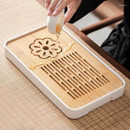 Tea Trays Rectangular Bamboo Tray Water Storage And Drainage Boutique Teapot Sushion Household Table Set Accessories