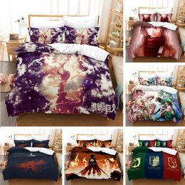 Bedding Sets Anime Attack On Titan 3D Printed Set Duvet Covers Pillowcases Comforter Boy Bedclothes Bedroom