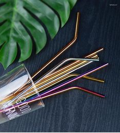 Drinking Straws 20PCS 6 215mm Colourful 304 Stainless Steel Straw Eco-friendly Reusable Metal Bent Set Party Favour Bar Accessory