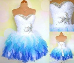 Real Image Short Prom Dresses Ruffles Beads Sweetheart Cute Formal Party Dress Mini Homecoming Dancing Ball Gown6373495