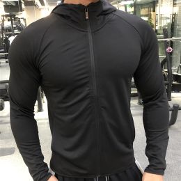 Jackets New Winter Autumn Hoodies Sport Shirt Men Hat Zipper Running Jackets Fitness Gym Sports Clothing Sport Top Men's Sportswear 2022