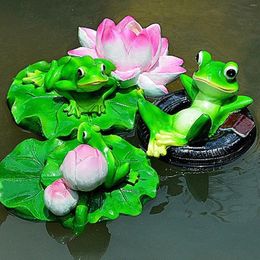 Garden Decorations Frog Pond Ornaments Resin Colorfast Easy Float Water Floating Statue For Home Yard Lying On Tyre