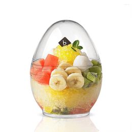 Disposable Cups Straws Transparent Dessert Box Egg Shape Plastic With Dome Lids Kitchen Baking Accessories Cake Pastry Containers Ice Cream
