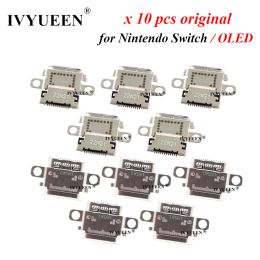 Accessories IVYUEEN 10 PCS Original Charging Port Socket Replacement TypeC USB Connector for Nintendo Switch / OLED Console Repair Parts