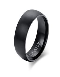 Mens Basic Wedding Band in Black Titanium Steel Engagement Ring Dome Charm Matte Finished Male Jewellery Bague Masculinos Anillos3299891