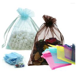 Gift Wrap Pretty 100pcs 9x12cm Organza Bags Wedding Pouches Jewellery Candy Cookie Packaging Nice Bag Event Party Packing Supplies